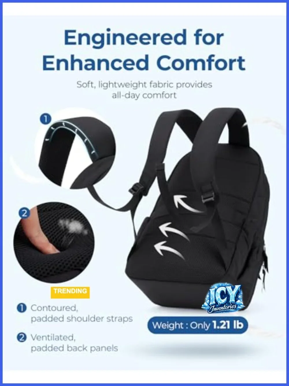 Quilted Laptop Backpack, Water-Resistant 15.6 Inch Computer Bookbag, Travel